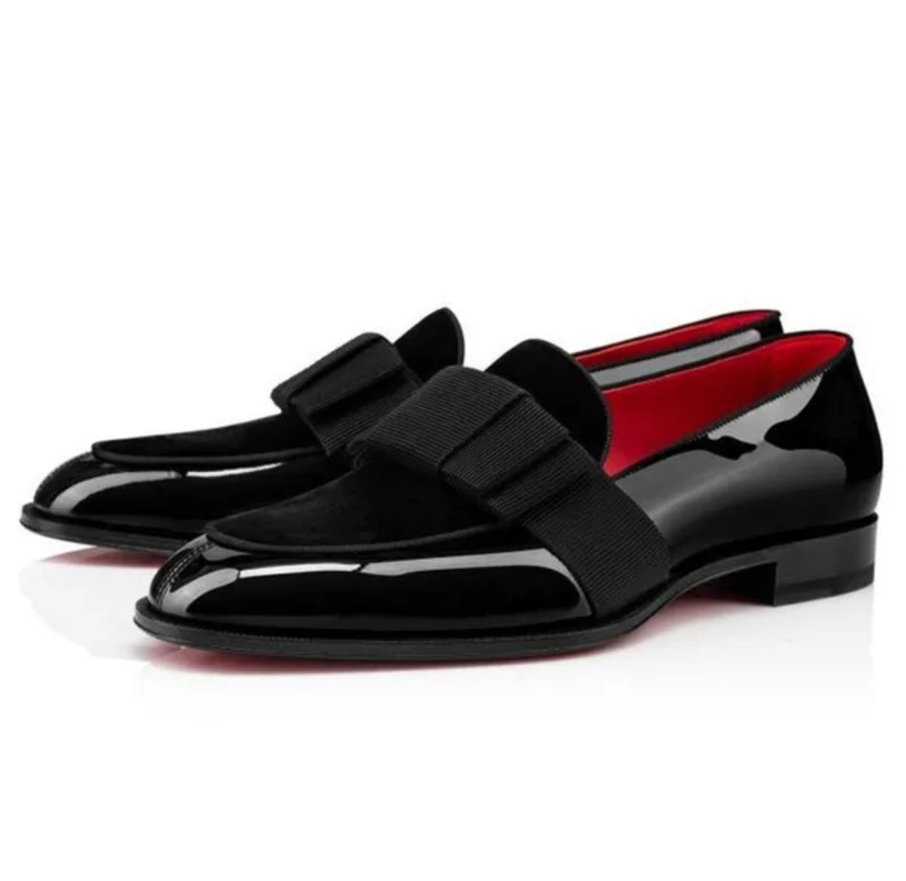 Men’s red bottom online black loafers new